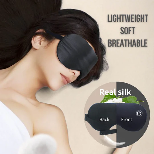 Rechargeable heated eye warmer aids sleep, reduces stress, and provides gentle comfort for a rejuvenating experience.