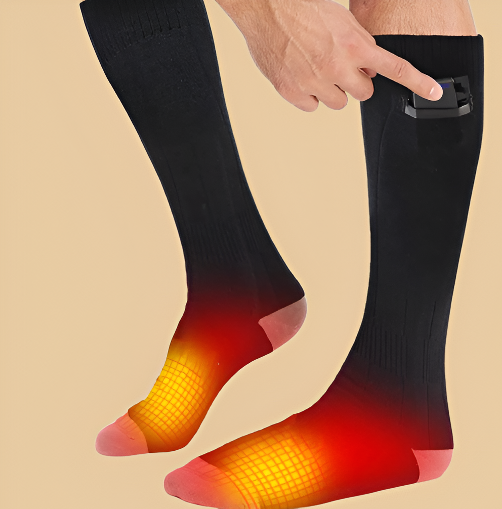 Unisex rechargeable heated socks for all-day warmth. Keep feet cozy in winter & cold weather with electric thermal foot warmers.