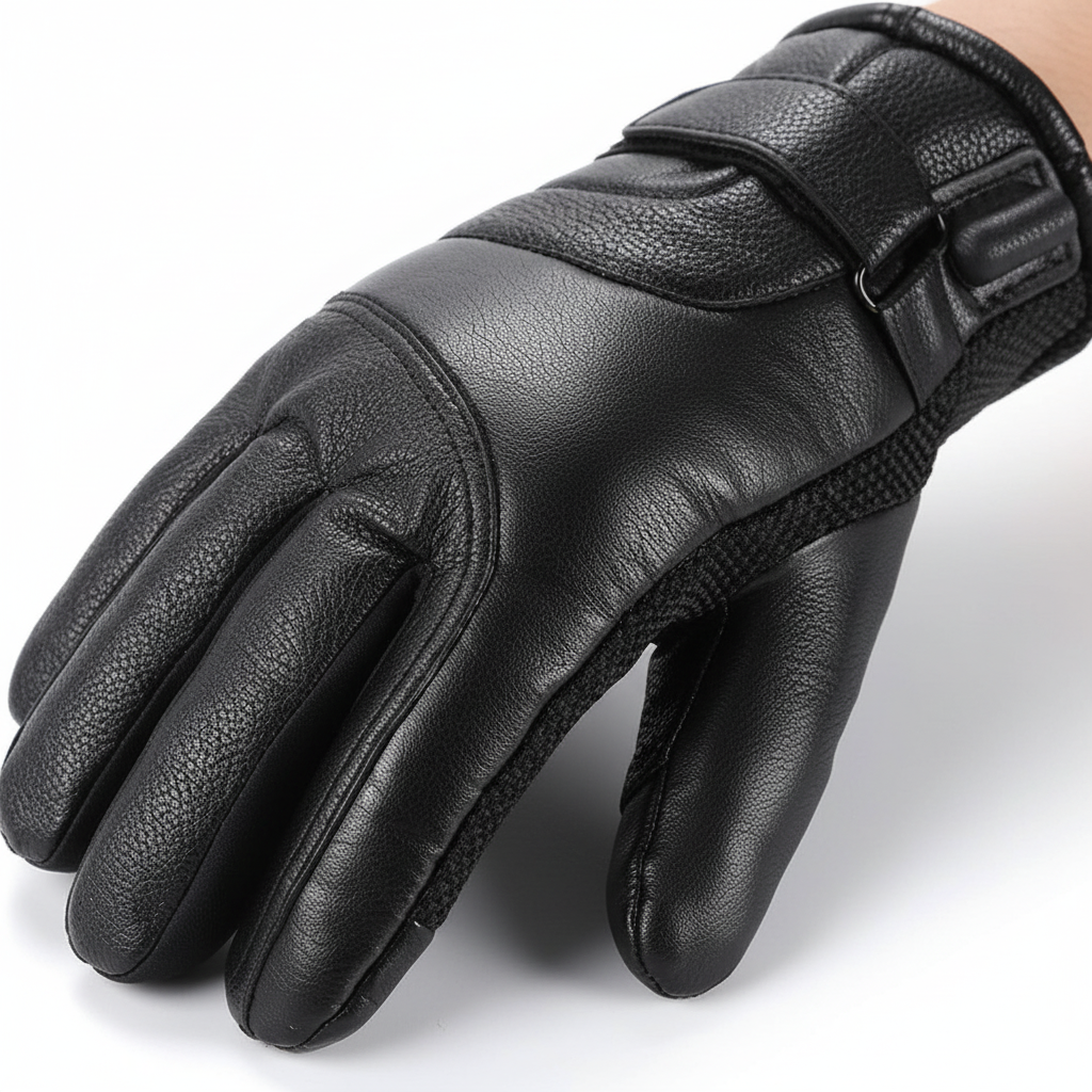 Rechargeable heated gloves for men and women, black, showing heating elements, for extreme cold