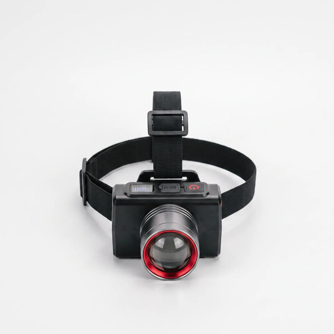 Adjustable unisex LED headlamp, rechargeable for comfortable, hands-free outdoor use. Perfect for night fishing.
