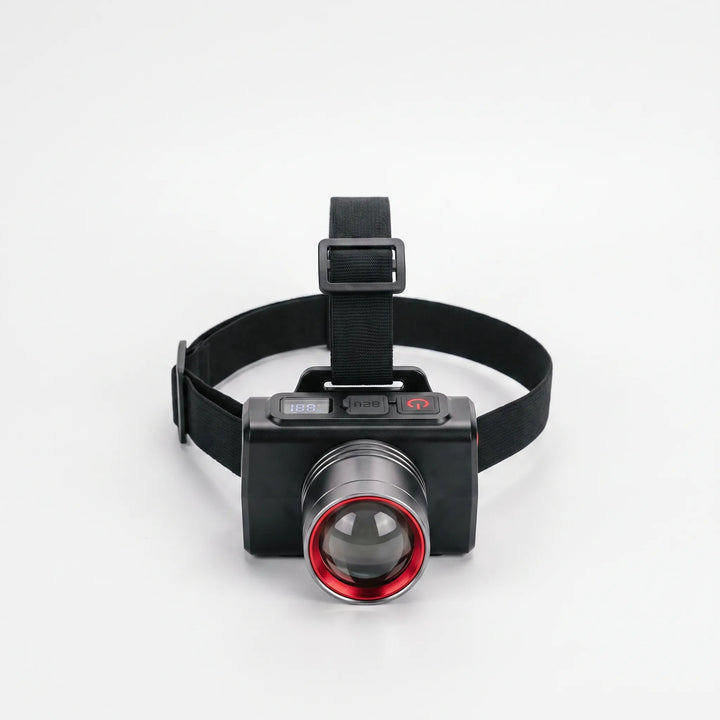 Adjustable unisex LED headlamp, rechargeable for comfortable, hands-free outdoor use. Perfect for night fishing.