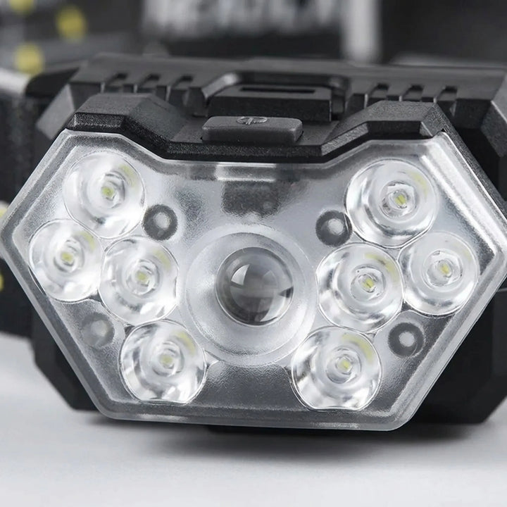 Durable rechargeable LED headlamp for camping & hiking. Features motion sensor & hands-free lighting for dark trails.
