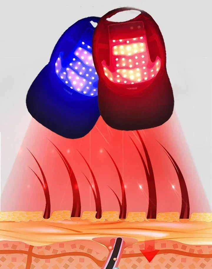 Portable Red Light Hair Growth Cap for effective home therapy, stimulating new hair for men & women.