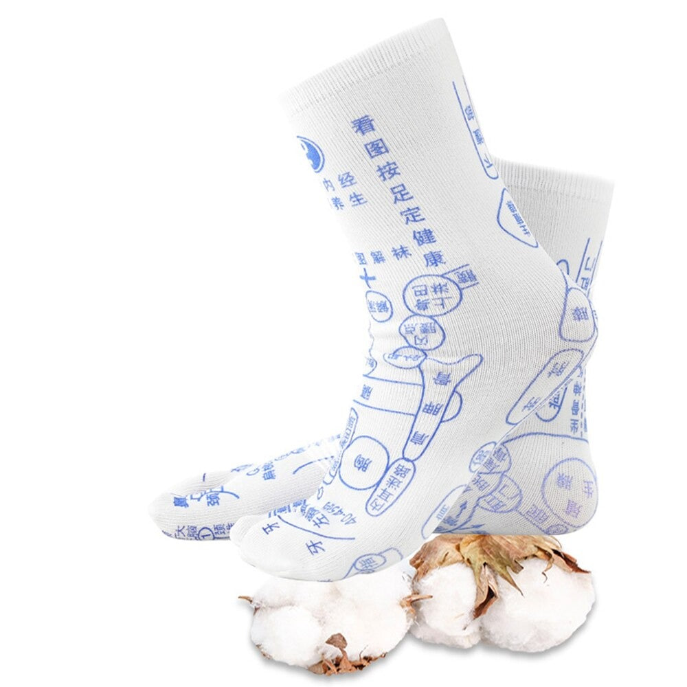 Unisex comfort socks for reflexology acupressure, promoting foot relief, stress relief & relaxation.