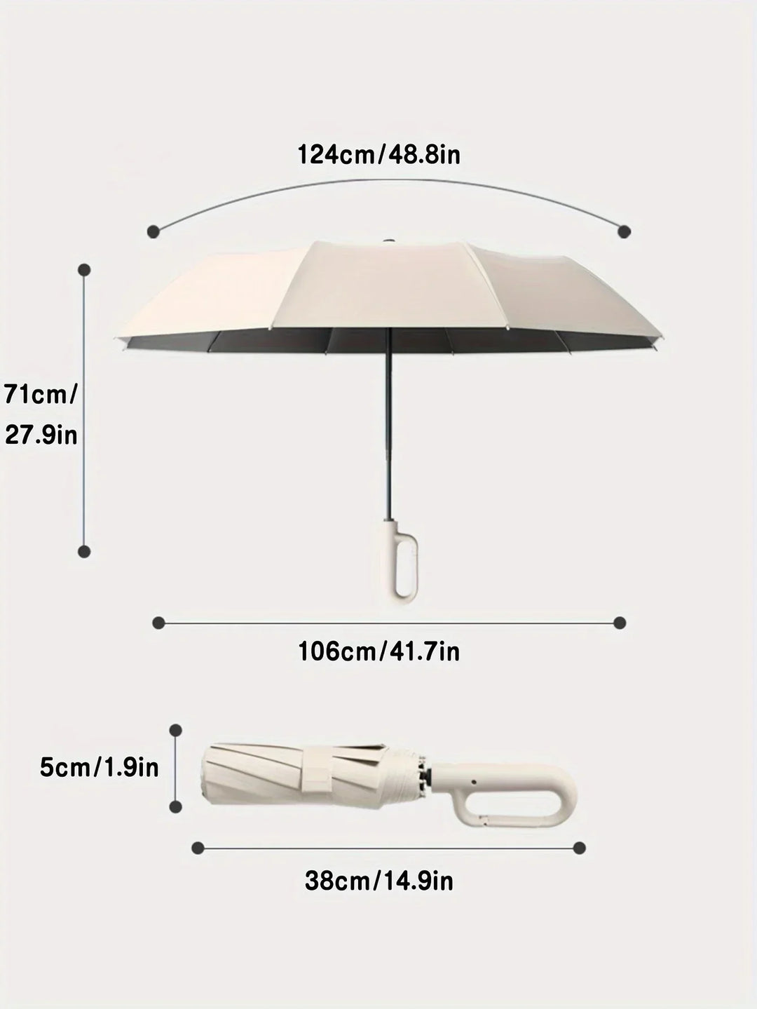 Convenient automatic unisex travel umbrella, reinforced & compact for windproof rain and sun defense.