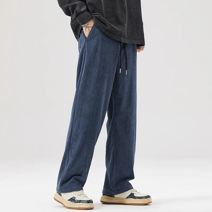 Drawstring waist corduroy pants, unisex relaxed fit, soft & breathable for ultimate comfort.