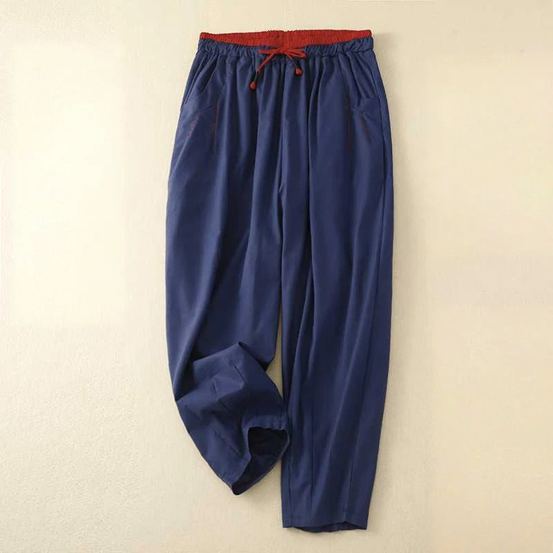 Versatile unisex relaxed fit linen pants for summer. Great for casual wear, beach, or a stylish vacation outfit.