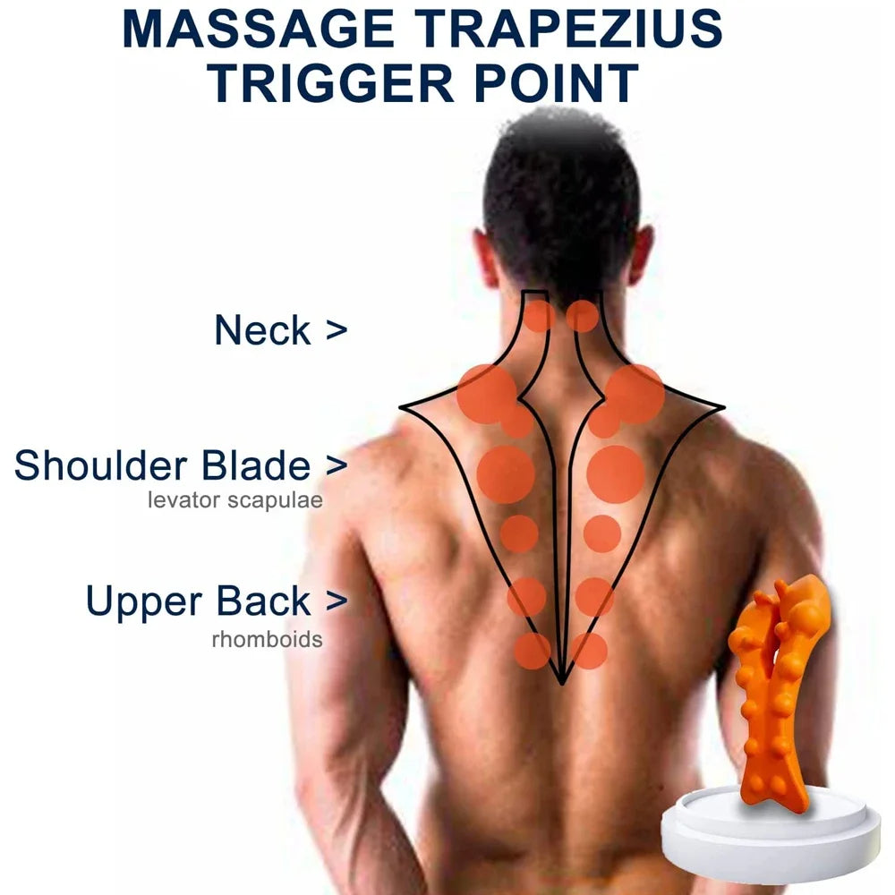 Close-up of the Unisex RelaxTherapy neck & shoulder massager showing controls for personalized pain relief.