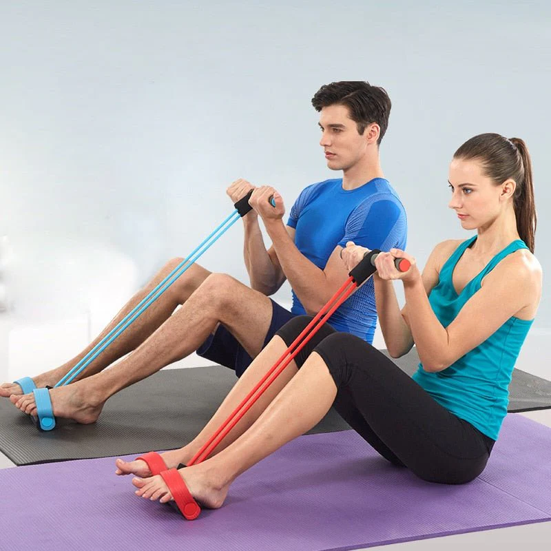 Unisex pedal exerciser with resistance bands for effective sit-ups, strength training, and full body fitness.