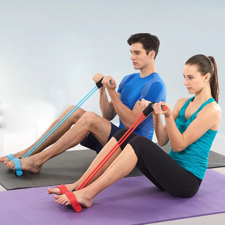 Unisex pedal exerciser with resistance bands for effective sit-ups, strength training, and full body fitness.
