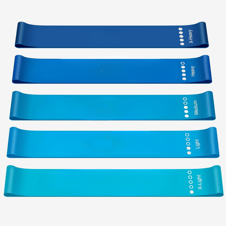 Unisex workout bands, 5 resistance levels for diverse exercises, great for fitness and rehabilitation.