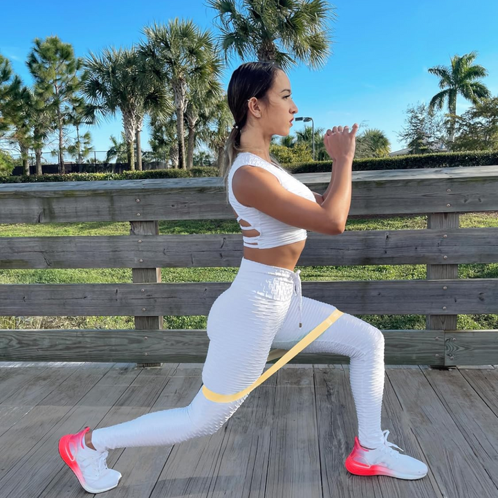 Versatile exercise bands for strength, flexibility, yoga, and physical therapy, a complete set.
