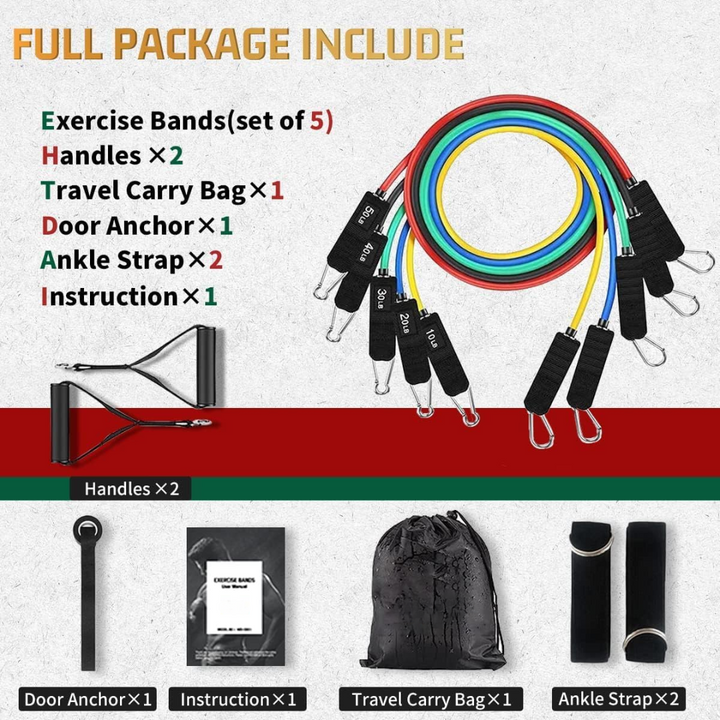Exercise resistance bands with handles for convenient, effective full-body strength & toning workouts.
