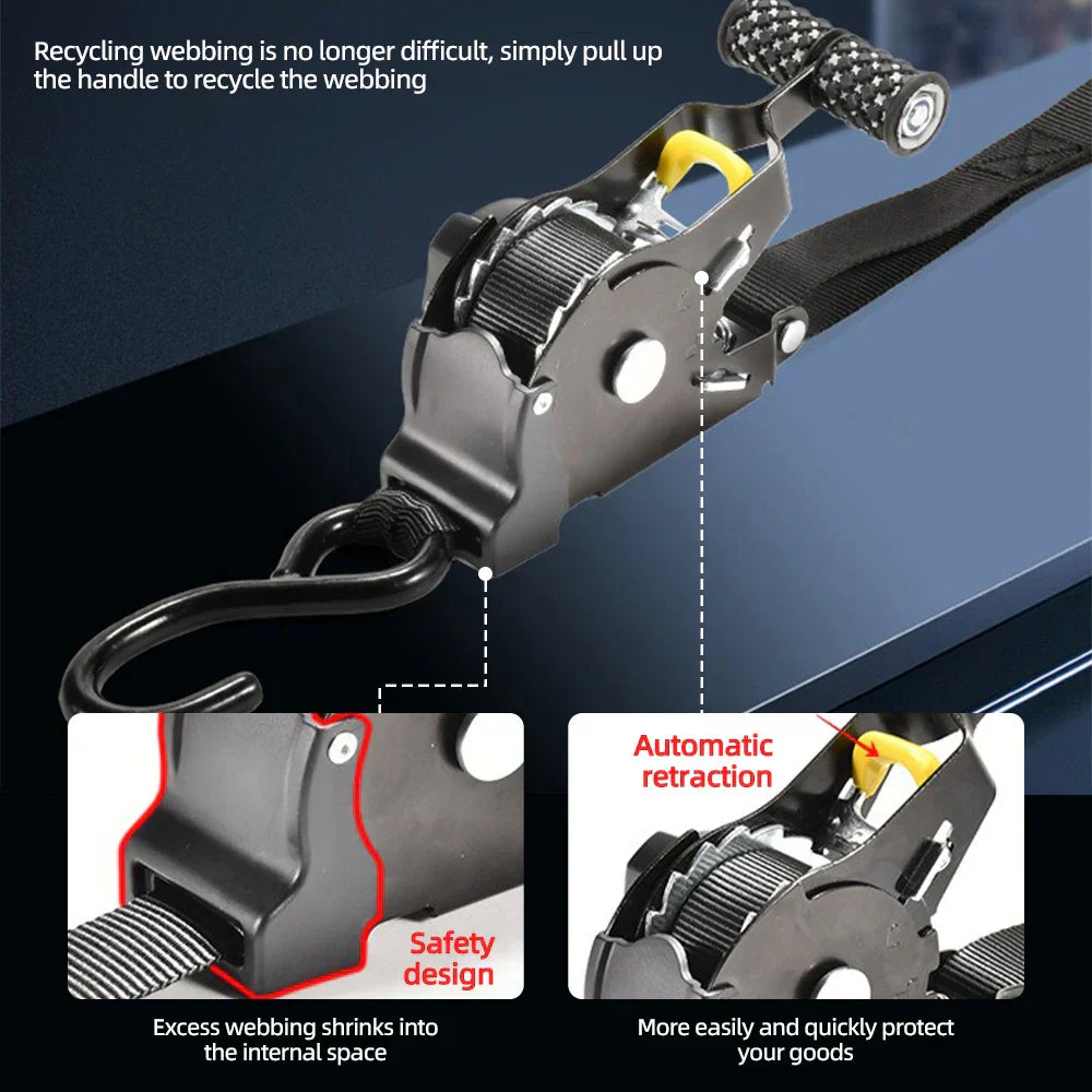 Unisex Retractable Ratchet Cargo Straps