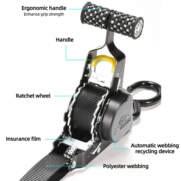 Unisex Retractable Ratchet Cargo Straps