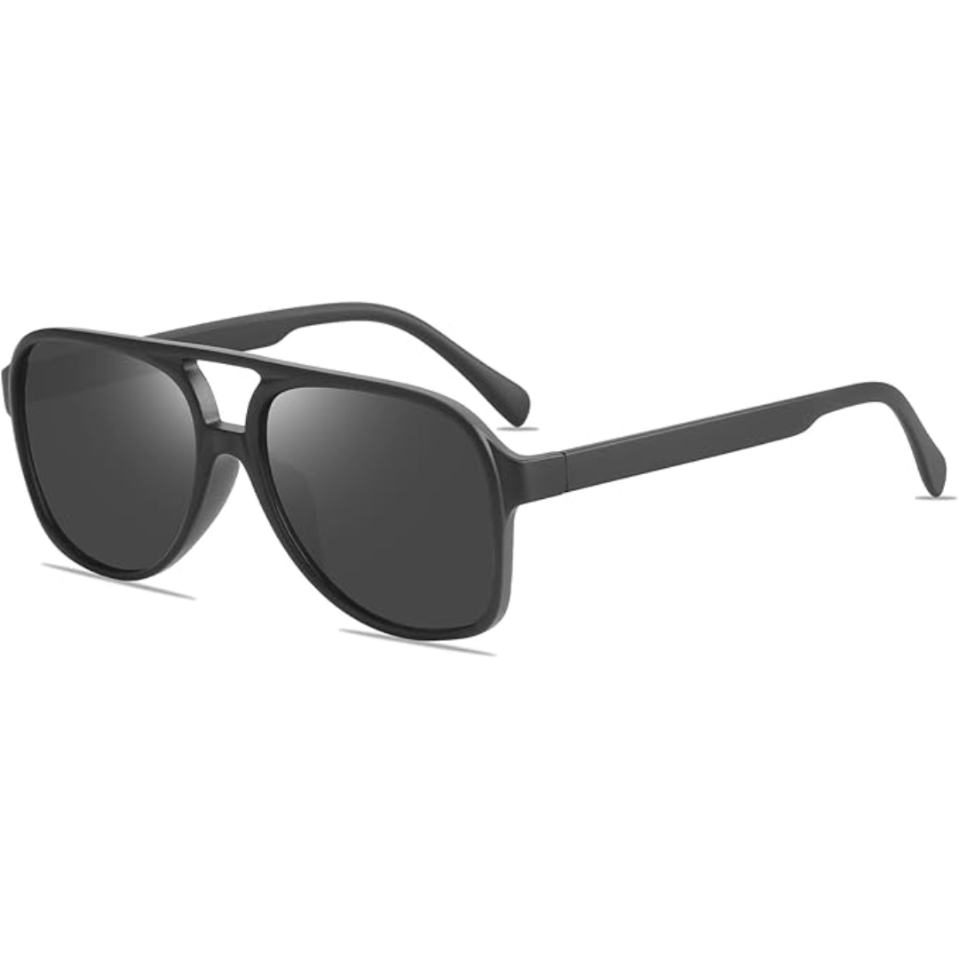 Stylish unisex aviator sunglasses, golden frame, dark lenses, UV400 protection