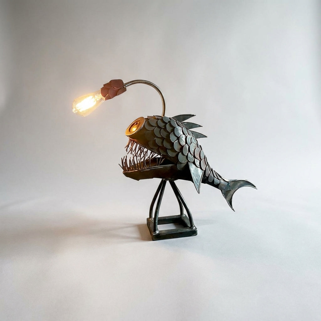 Tidegleam retro inspired table lamp with unique fish design shade, perfect accent lighting