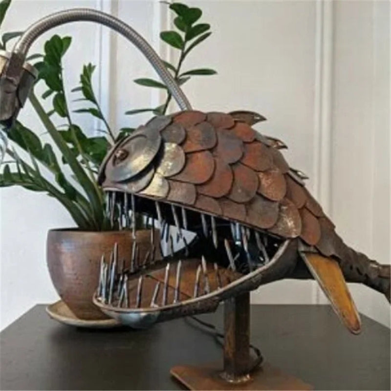 Adjustable retro fish design table lamp, offering vintage style and decorative accent lighting