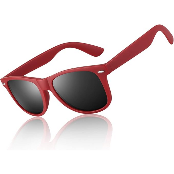 Unisex retro polarized sunglasses with black frames, offering UV400 protection, on a white background