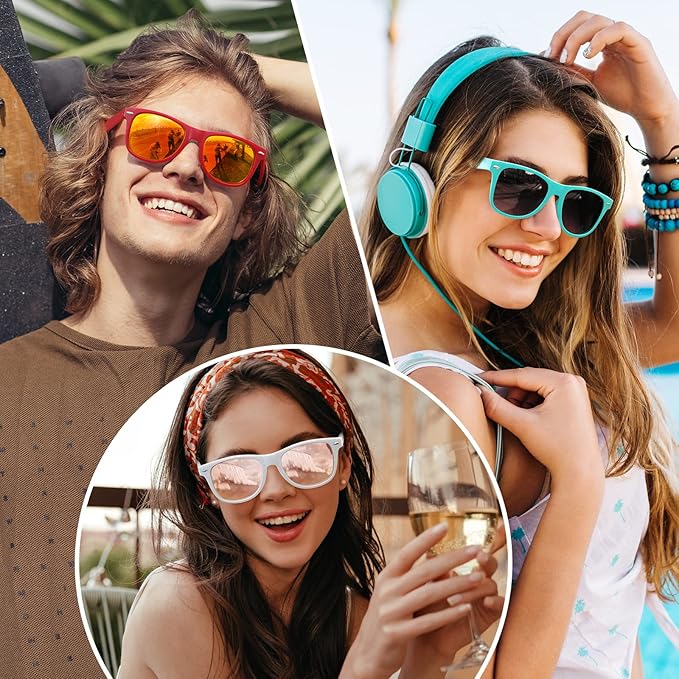 Unisex retro polarized sunglasses on a beach, suggesting their use for sun protection and style