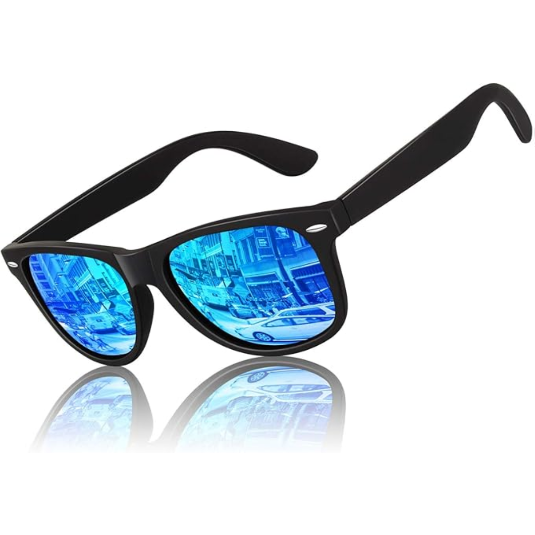 Detail of the hinge on unisex retro polarized sunglasses, demonstrating durable construction
