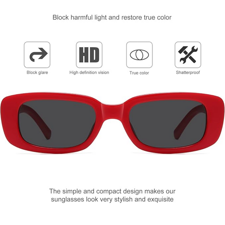 Retro Y2K sunglasses with rectangular lenses, an iconic eyewear piece for a trendy vintage statement.