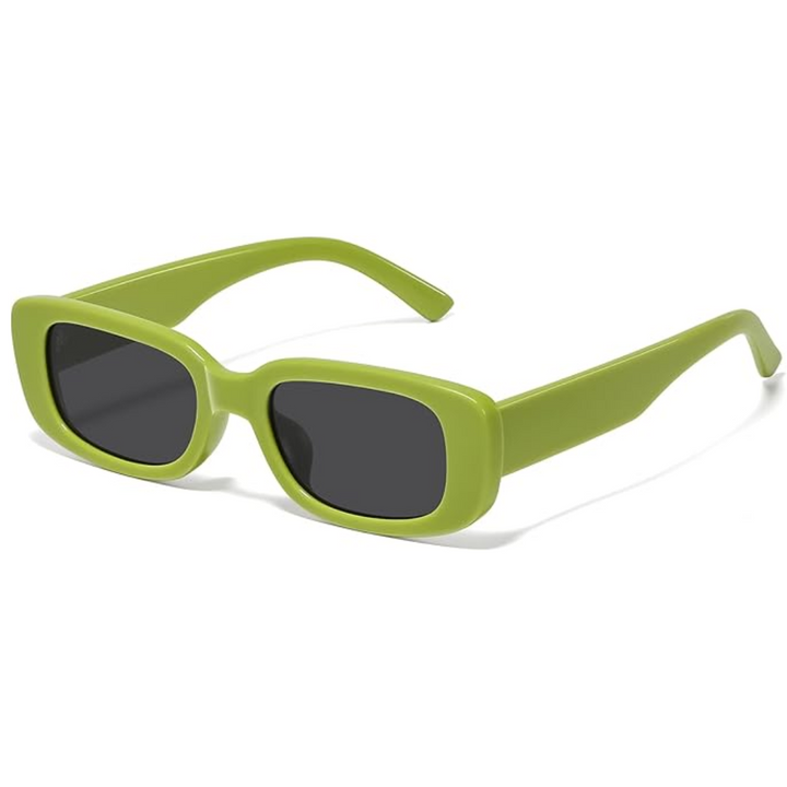 Pair of unisex rectangular Y2K sunglasses in a classic retro design, essential fashion accessories.