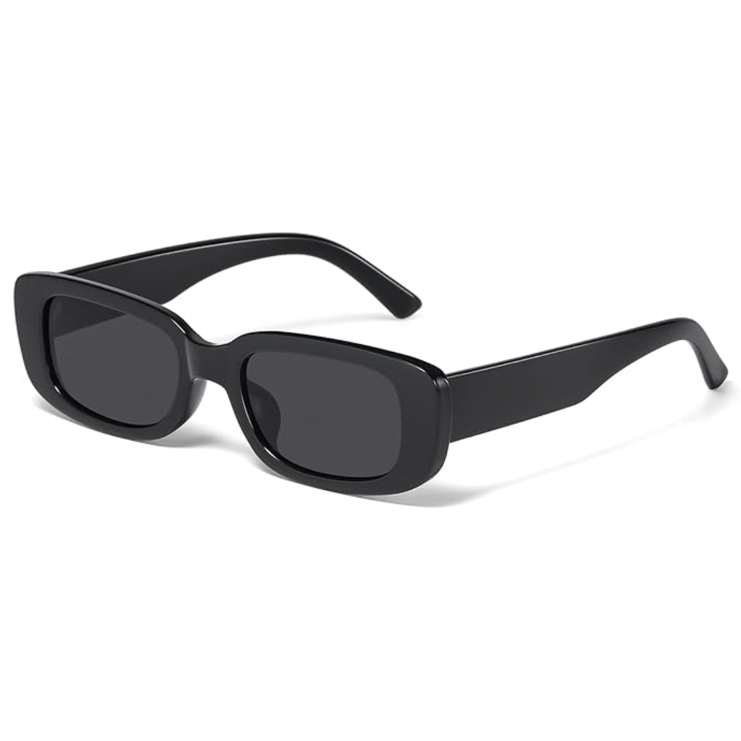 Retro Y2K rectangular sunglasses on a clean background, emphasizing their timeless eyewear design.