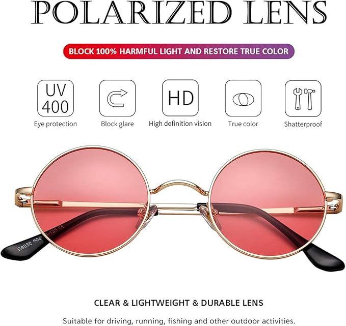 Retro round polarized sunglasses in a tortoise shell pattern, a fashionable choice for UV protection