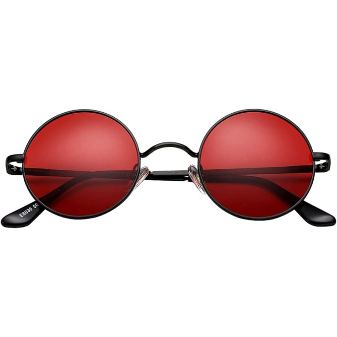 Unisex retro round sunglasses, black frame, clear view polarized lenses, essential UV protection eyewear