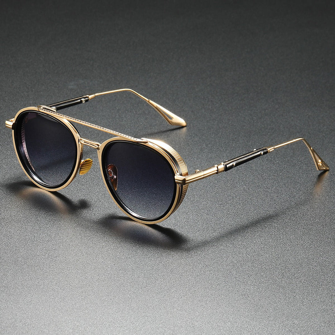 Unisex retro round sunglasses with stylish gradient lenses & a classic metal double bridge frame. Vintage fashion.