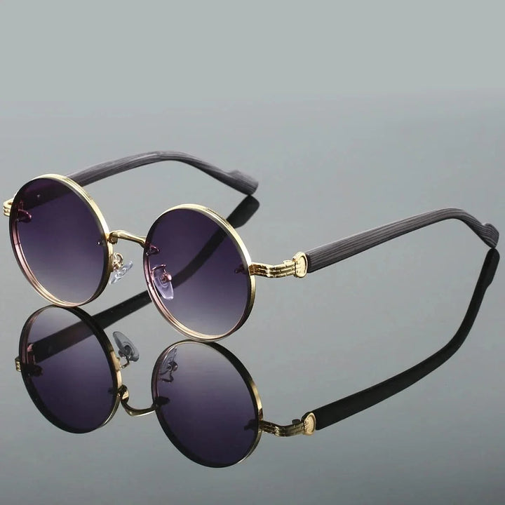 Chic retro round frame sunglasses featuring gradient lenses & sleek metal details for unisex fashion eyewear.