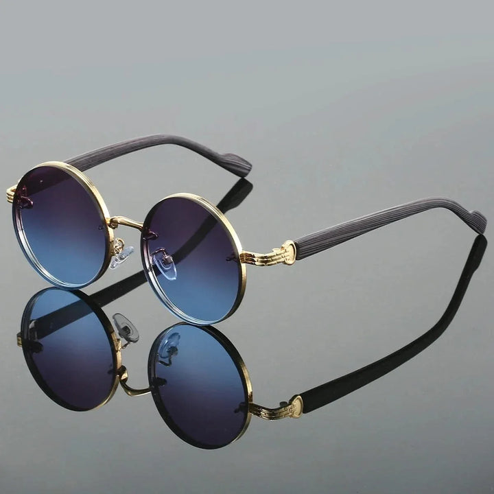 Retro round gradient lens sunglasses for men & women, offering UV protection & a vintage fashion look.