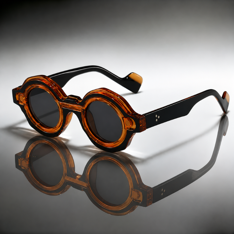 Classic retro round sunglasses, unisex design, offering full UV protection for stylish summer wear.