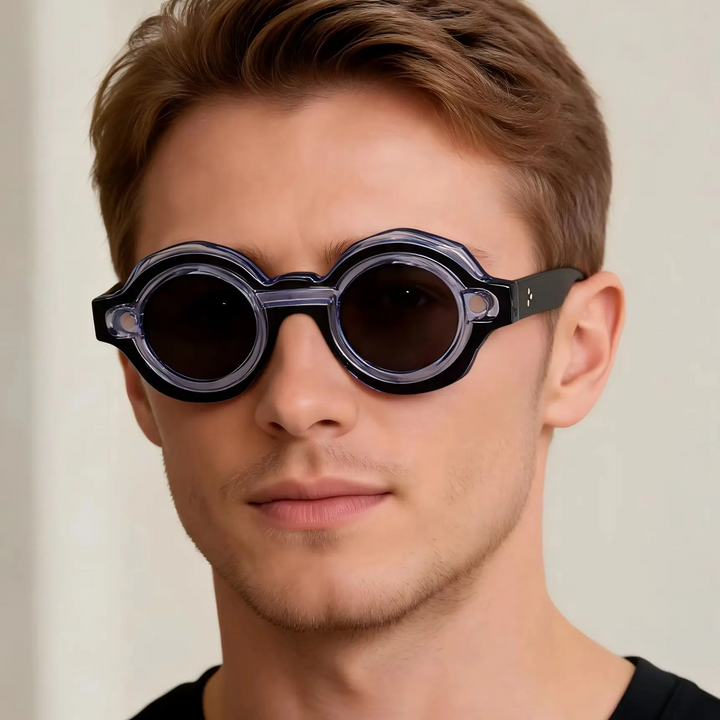 Acetate retro round sunglasses. Unisex design with premium UV protection, ideal for any season.