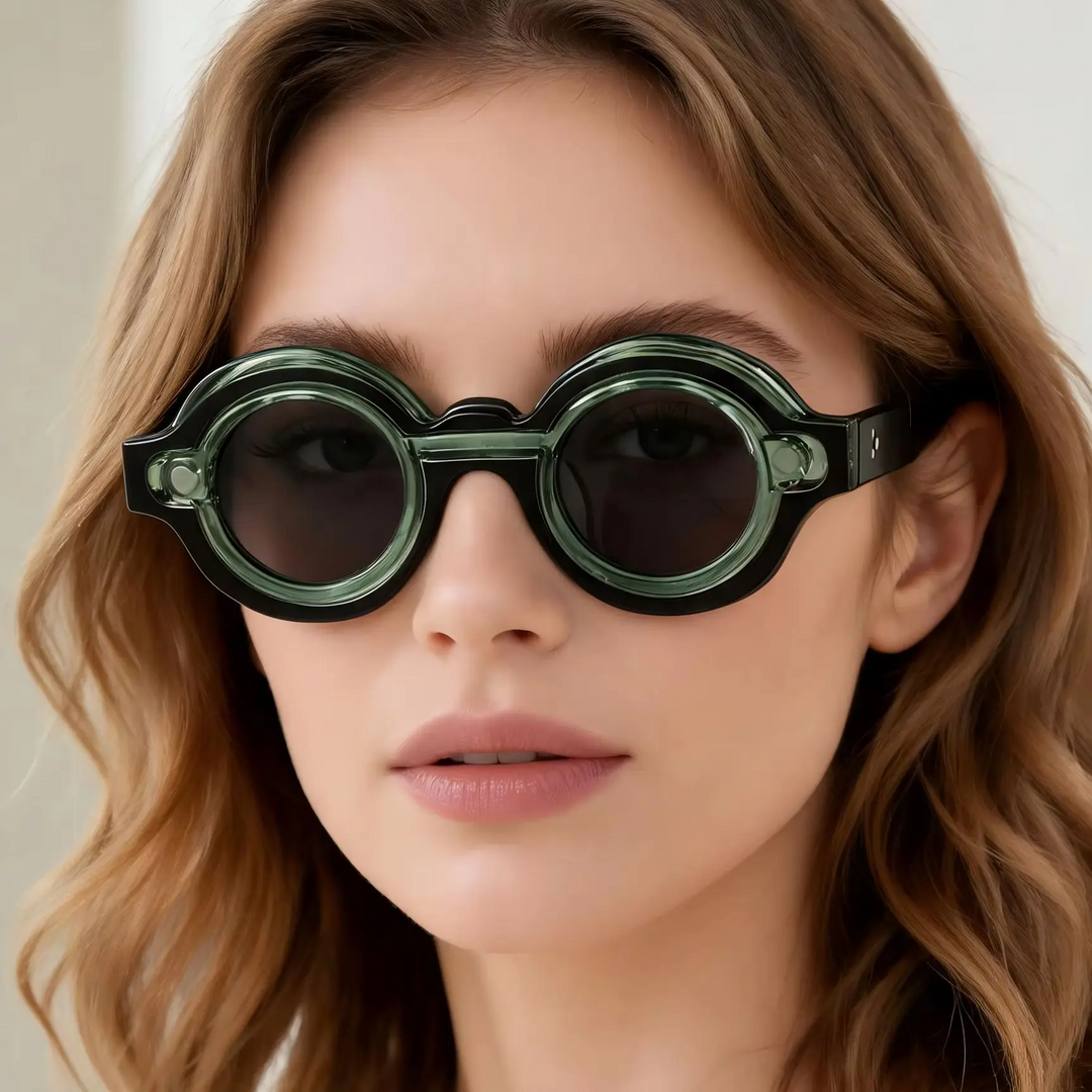 Unisex UV protection round sunglasses. Retro eyewear, perfect summer accessory for stylish individuals.