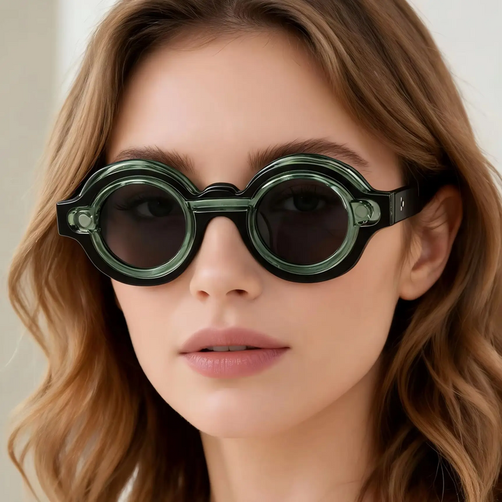 Unisex UV protection round sunglasses. Retro eyewear, perfect summer accessory for stylish individuals.