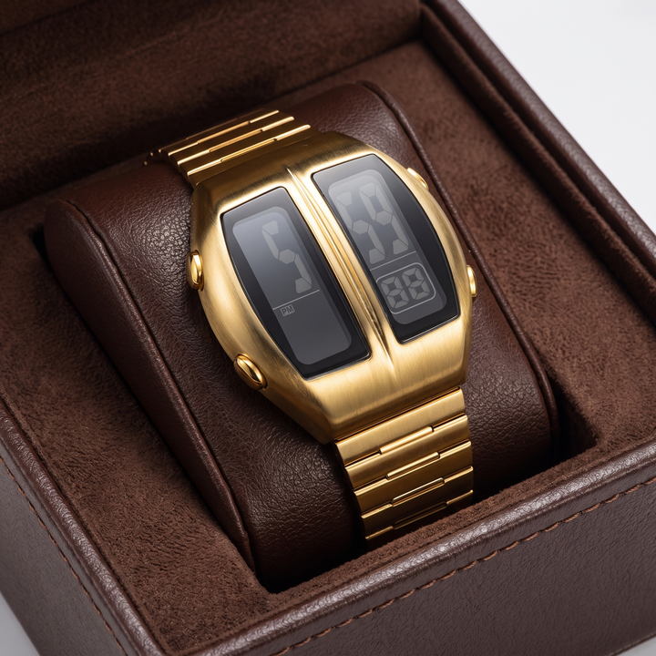 Silver unisex retro square digital watch, electronic movement, water resistant. Casual everyday style fashion timepiece.