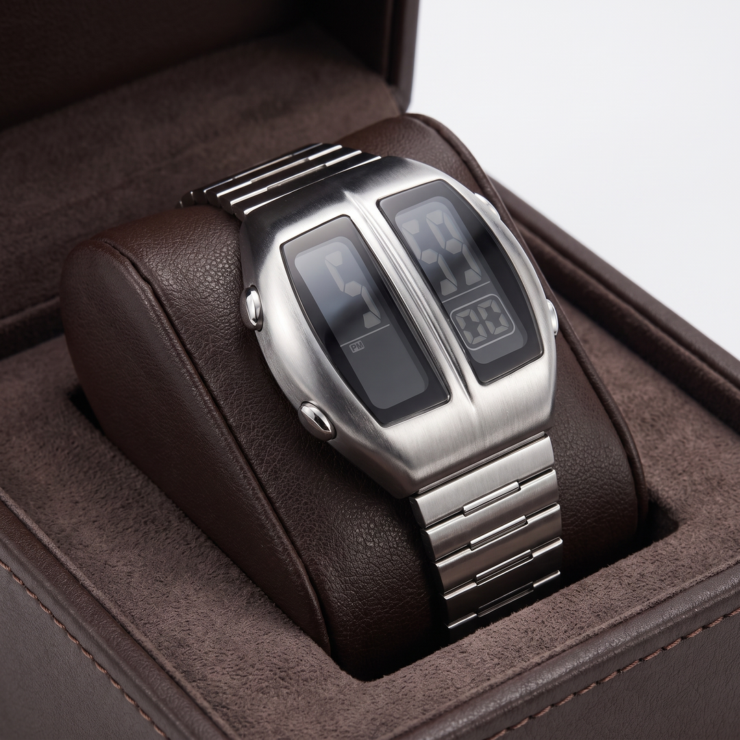 Retro square digital watch, unisex design with electronic movement. Perfect everyday fashion accessory for casual wear.