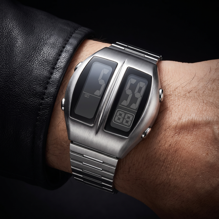 Water resistant unisex retro square digital watch with electronic movement. A timeless and casual everyday accessory.