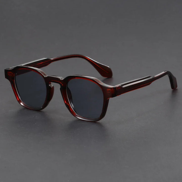Person enjoying outdoors, wearing trendy unisex retro square sunglasses for UV protection & style.
