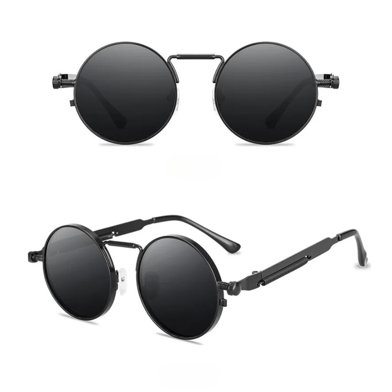 Black unisex vintage style shades, offering ultimate UV eye protection for daily wear.