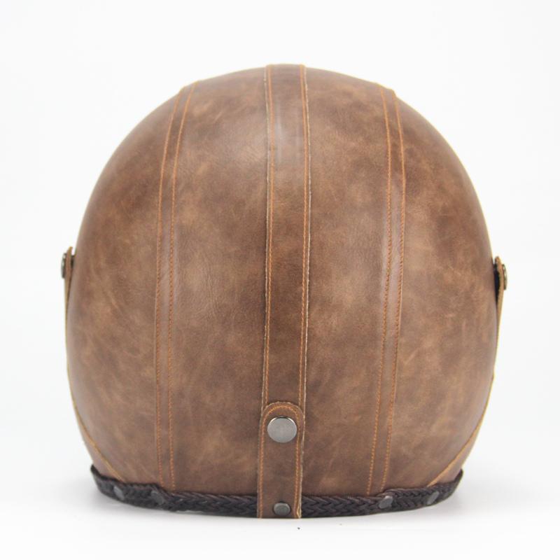 Unisex Retro Vintage open face motorcycle helmet in classic brown, essential protective gear for bikers.