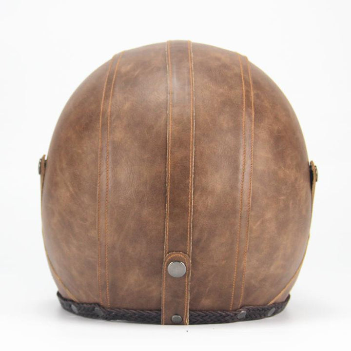 Unisex Retro Vintage open face motorcycle helmet in classic brown, essential protective gear for bikers.