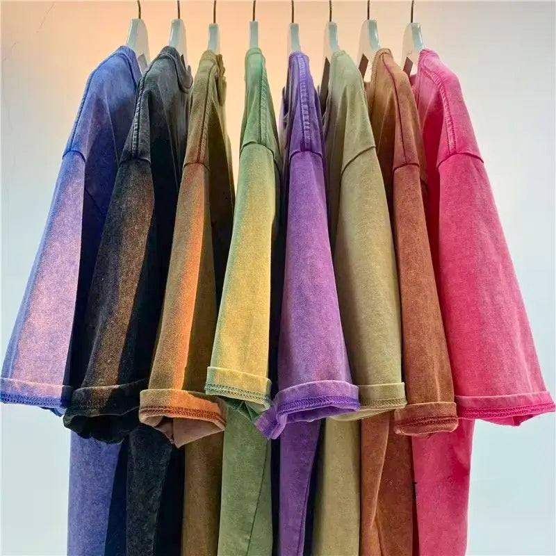 Garment-dyed retro washed tee, soft & comfortable. Perfect unisex oversized shirt for everyday fashion.