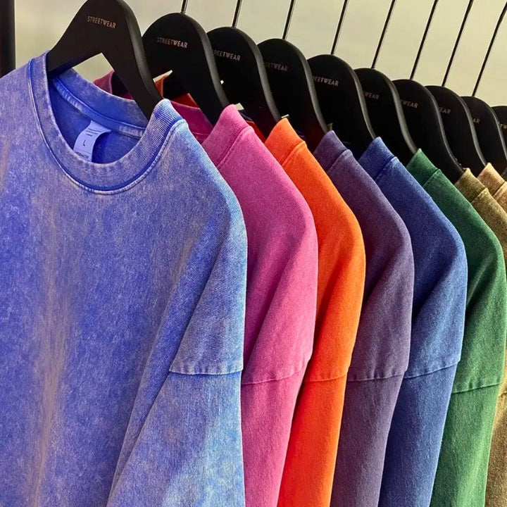 Vintage-style unisex tee, featuring a trendy washed look and relaxed fit. Ideal for casual, effortless style.