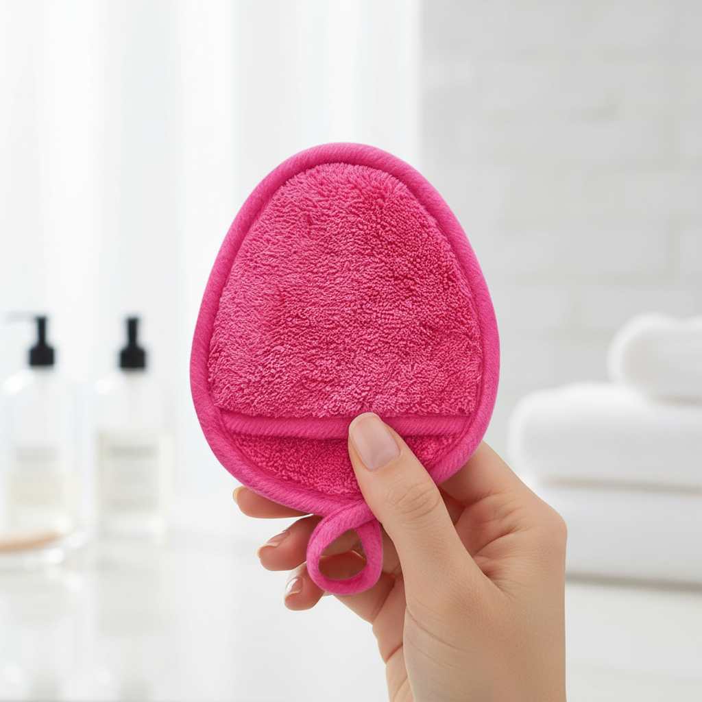 Unisex reusable microfiber facial cleansing pad, ecofriendly makeup remover