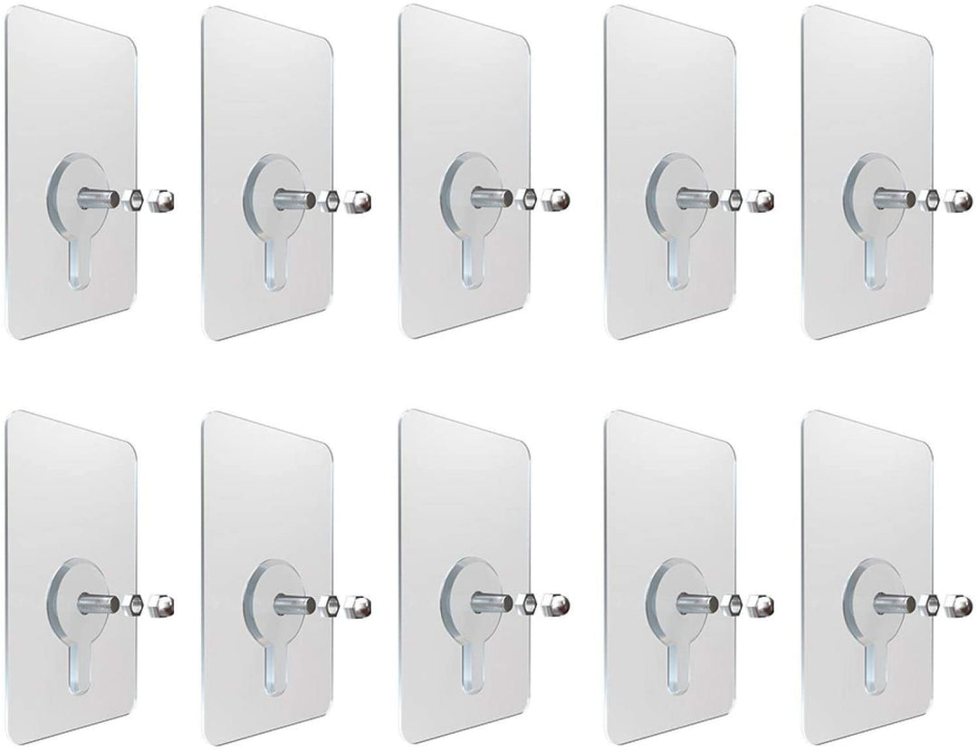 No-drill self-adhesive hooks for hanging, clear PVC, perfect for kitchen & bathroom
