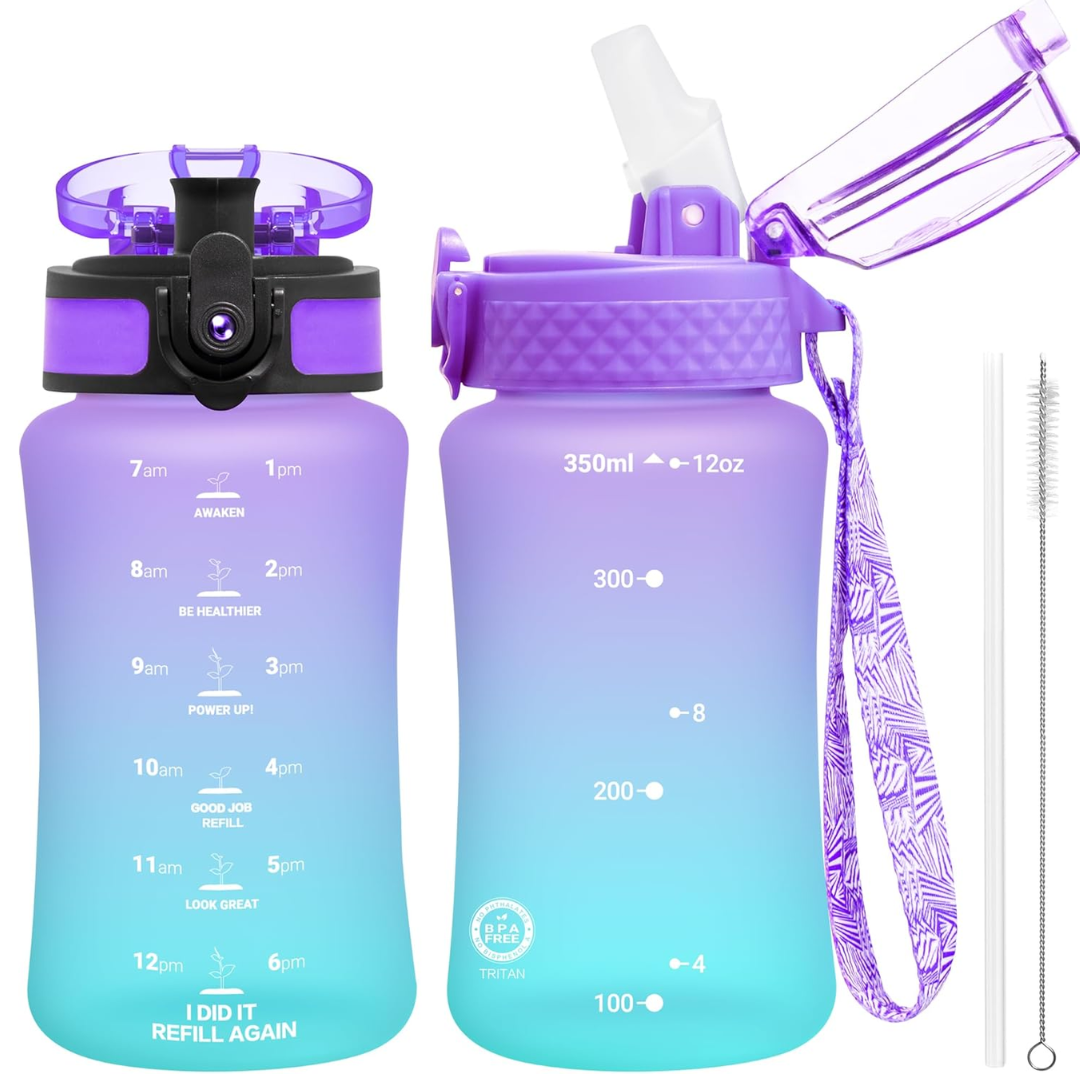 BPA-free reusable Tritan water bottle, with straw & chug lids for healthy, easy, & convenient hydration.