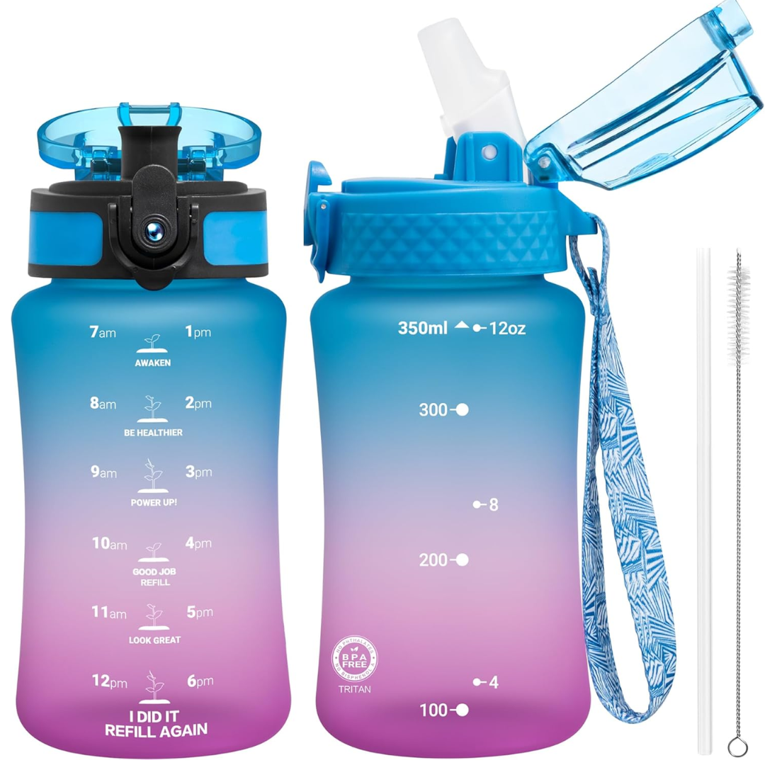 Ergonomic Tritan water bottle, with versatile straw & chug lids, designed for comfortable, everyday use.